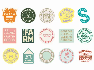 Logo Design Set badge logo design brand identity branding circular logo coffee shop branding custom typography event branding farm shop branding freelance graphic designer freelance logo designer graphic design logo 2022 logo design logo process restaurant branding sticker design typography