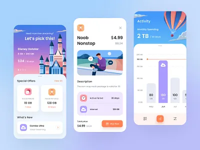 Provider Mobile App π active period activity android app application balloon building character disney gradient icons illustration internet ios mobile orely people price provider ui design