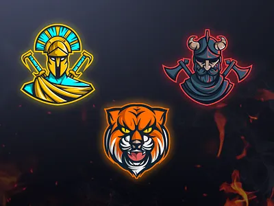 Gaming Mascot Logos animal branding colorful cybersport e sport epic gaming haplite logo soldier viking