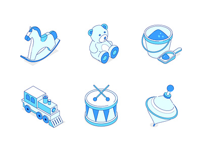 Toys - isometric line icons children design icon illustration isometric isometry leisure line outline style toy vector