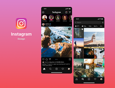 Instagram - Home & Search branding graphic design instagram logo ui ux