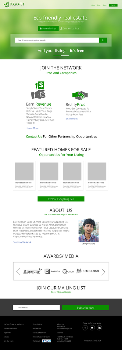 Eco Friendly real estate Web page Design (figma) Template app app d design illustration logo ui ux web design