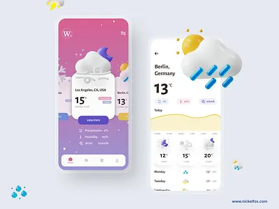Weather App Ideation 2022 trends 3d animation app design glassmorphism illustration minimal design mobile ui motion graphics neumorphic pastel product design rain skeumorphic snow sun ux weather app weather forecast weather widget