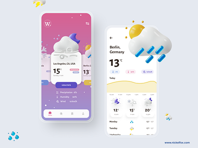 Weather App Ideation 2022 trends 3d animation app design glassmorphism illustration minimal design mobile ui motion graphics neumorphic pastel product design rain skeumorphic snow sun ux weather app weather forecast weather widget