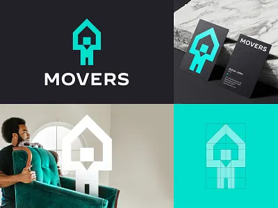 Movers Branding 🧍🏠 abstract brand branding home house human identity illustration logo logomark logos logotype man mark minimal movers packers spgmarks symbol