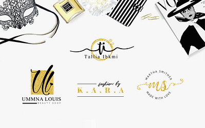 Beauty Fashion Logo 3d mockup beauty boutique branding branding kit design elegant fashion feminine glitter gold graphic design icon logo logo design logo maker minimal signature vector watercolor