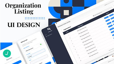 UI DESIGN ORGANIZATION LISTING STUDIO app branding dashbaord dashboard ui design icon illustration listing design tables ui ui ux ux vector