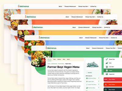 DietMenus — Restaurant pages branding design diet food foodtech gluten free keto landing page menu restaurant search startup typography ui ux vegan vegeterian web web design webdesign