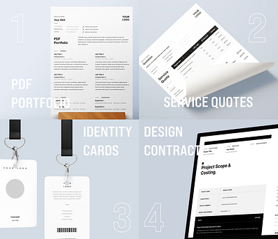Designers' ToolKit branding design design contract document document design id cards mock ups quotes template template design ux vector