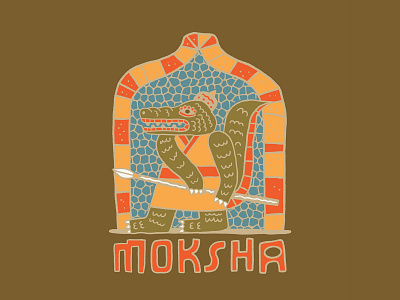 Moksha (Freedom) ancient civilization branding crocodile design gator graphic design hieroglyph illustration logo sanskrit typography