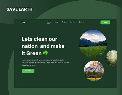 Landing Page branding landing page logo save earth ui ux