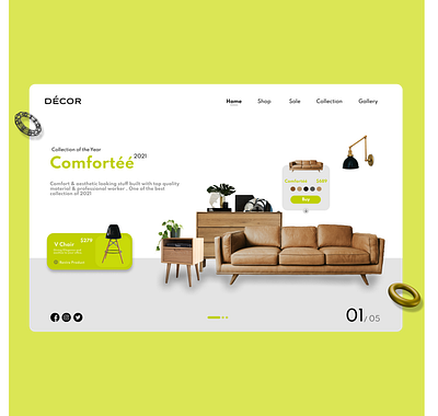 Décor - Ui Design - Furniture Store 3d animation branding branding design design graphic design home page design illustration landing page desing logo motion graphics post design shop home page design ui ui design ui ux design vector