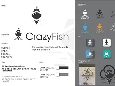 Another logo concetion for CrazyFish luxury restaurant branding design illustration illustrator logo logo design vector
