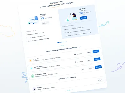Plans and Add-ons design product design ui ux web