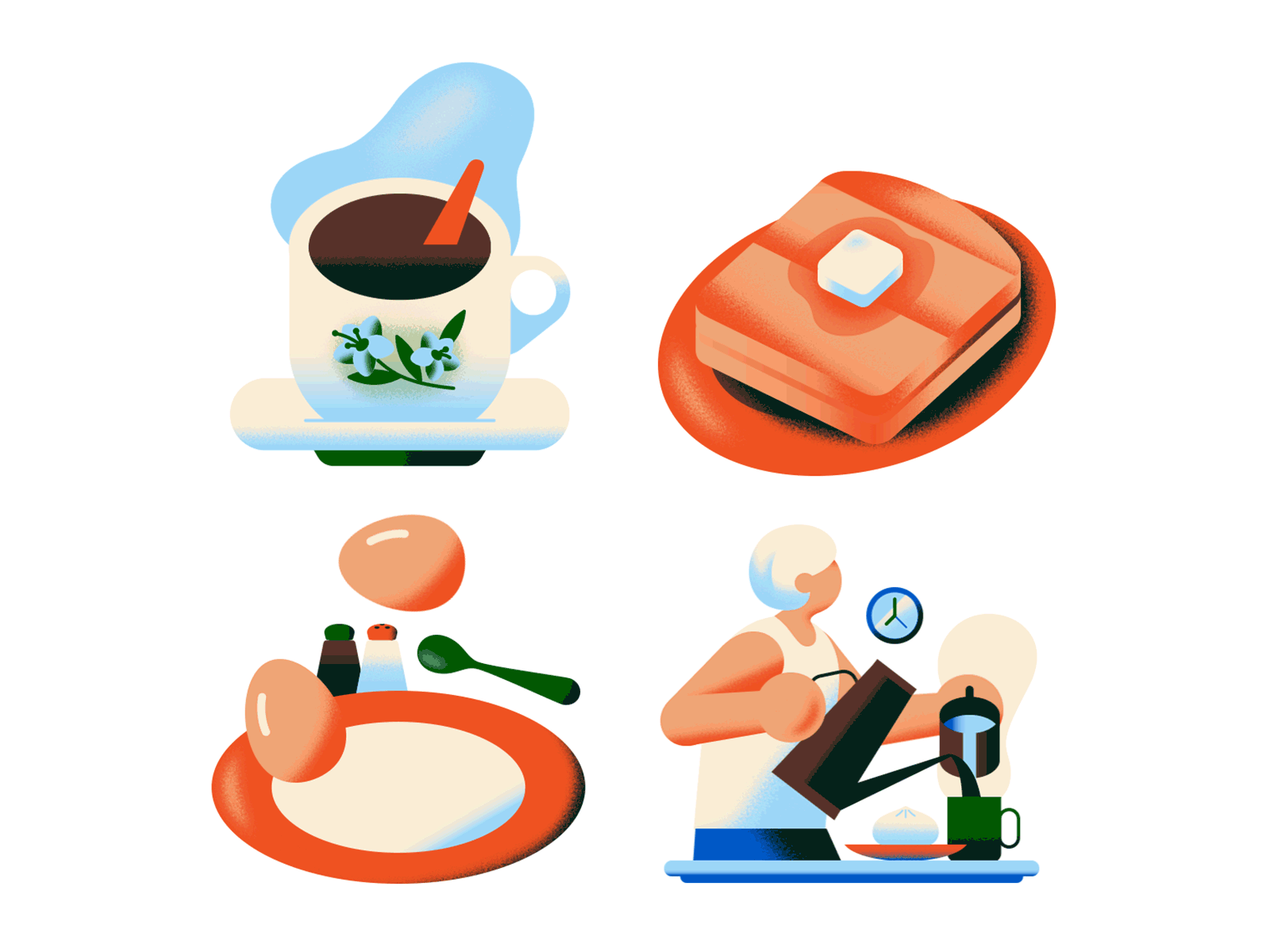 KOPITIAM animation bread breakfast butter cafe coffee egg flat food frame by frame gif gradient icon illustration kaya toast minimal singapore texture travel vector