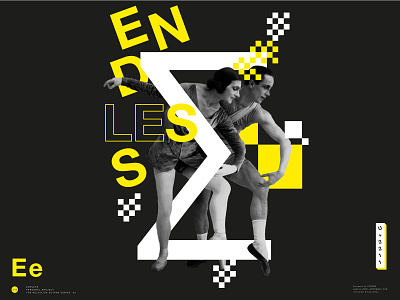 Helvetica Glyphs Studies - Endless art ballet black and white collage dance design experiment font glyphs helvetica iampommes illustration letter pommes poster retro studies typography vintage yellow