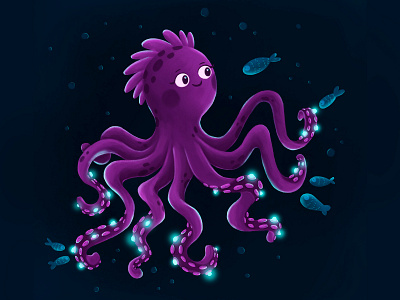 Octopus book illustration character cute design illustration octopus