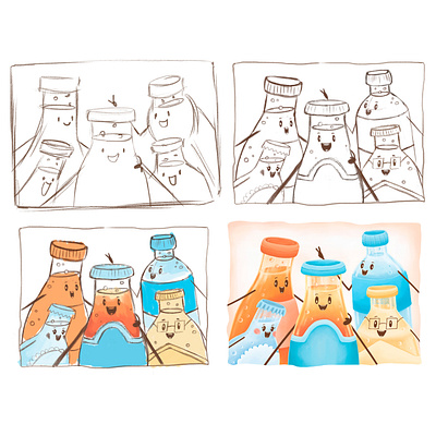 Drawing steps. From sketch to final illustration. book illustration character cute design illustration process sketch