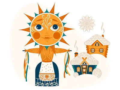 Shrovetide carnival character flat illustration maslenitsa scarecrow shrovetide vector