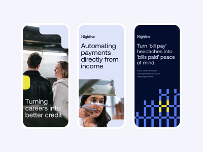 Highline - Payments platform social mockups branding design highline identity design illustration monotwo social