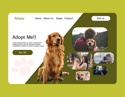 Landing Page adopt dogs landing page pets ui ux