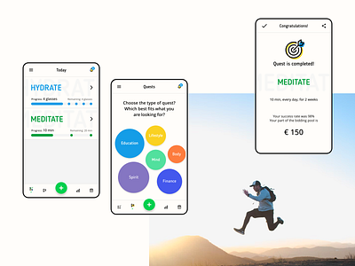 QUEST • Habit Building App • UI/UX Concept adobe xd app app design colorful ui icon mobile prototype quest research ui design uiux user experience user interface ux