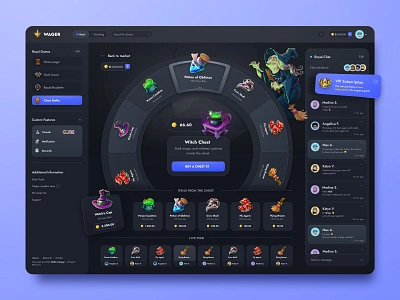 Wager: Wheel of Fortune 2d bets g bingo casino dashboard fortune gambling game game interface illustration jackpot lottery product design roulette slots uiux web design wheel wheel of fortune win