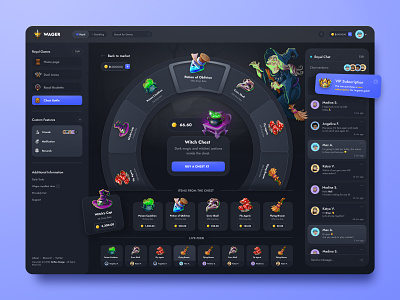 Wager: Wheel of Fortune 2d bets g bingo casino dashboard fortune gambling game game interface illustration jackpot lottery product design roulette slots uiux web design wheel wheel of fortune win