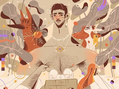 Smoke and Wild character editorial fashion floral illustration procreate