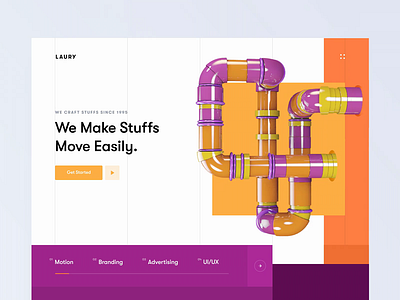 Laury Design Agency - Landing Page 3d agency animation clean colorful design header inspiration interface landing page minimal motion graphics render trendy ui uiux ux web web design website