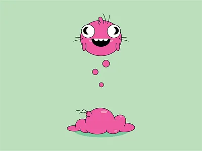 Meet Ava alien blob character design chibi cute digital illustration eyes flat design goop green gross monster pink smile vector
