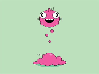 Meet Ava alien blob character design chibi cute digital illustration eyes flat design goop green gross monster pink smile vector