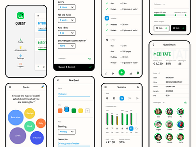 QUEST • Habit Building App • UI Design adobe xd app branding graphic design product design ui ux