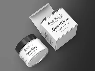 Lemon drop sugar scrub label design and mockup branding cosmetic jar label design label packaging lemon drop mockup packaging design sugar scrub