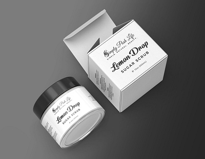 Lemon drop sugar scrub label design and mockup branding cosmetic jar label design label packaging lemon drop mockup packaging design sugar scrub