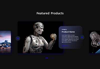 Product Display Carousel branding carousel dark theme figma product presentation robot theme uiux design visual design web design website design