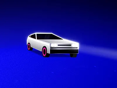 Cruisin' ae animation blue burnout car chrome fake 3d headlights light loop motion design retro