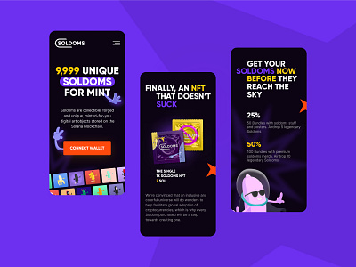 SOLDOMS | NFT COLLECTION app character collection crypto design digital art illustration mobile nft responsive solana ui ux web design website