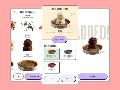 Dessert Builder animation app branding dessert food mobile product ui ux web