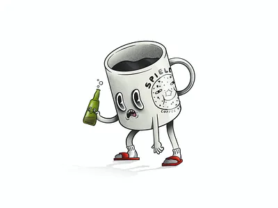 Vices bagel beer bottle character characterdesign coffee drink illustration mug rubberhose
