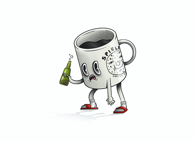 Vices bagel beer bottle character characterdesign coffee drink illustration mug rubberhose