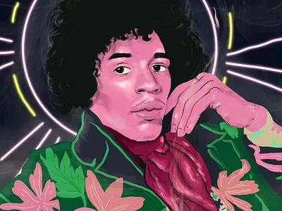 Jimi Hendrix art cartoon concept art design drawing fashion illustration vector