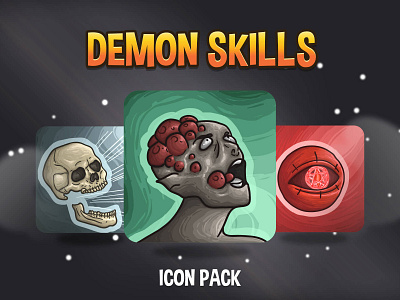 Demon Skills Pack 2d asset assets demon devil fantasy game assets gamedev icon icons indie indie game mmo mmorpg pack rpg set skill skills vector