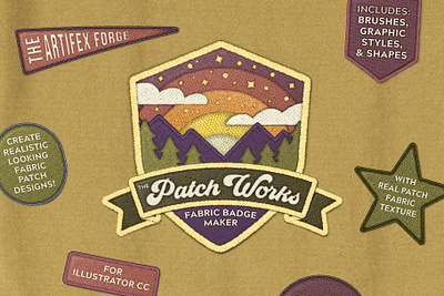 The Patch Works badge badges fabric illustrator maker patch patches vector wilderness woodland