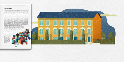 Tamesis Street - House and Queue scene book building climate change disaster house illustration people texture vector