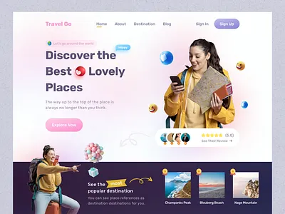 Travel Go - Travel Agency Web Design adventure agency booking app destination explore flight app homepage travel travel agency travel app travel booking travel dashboard travel landing page travelling trip ui uiux vacation web design website