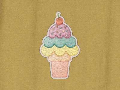 Ice Cream Patch badge badges cream dessert fabric ice ice cream patch patches pudding sweet treat