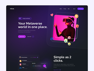 Metaverse website concept. bitcoin clean crypto metaverse minimal minimalist modern ui ux website