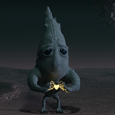 Sculpted alien character 3d blender character electricity emotion lighting monster sculpting