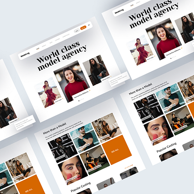 Model Landing page UI design branding graphic design typography ui